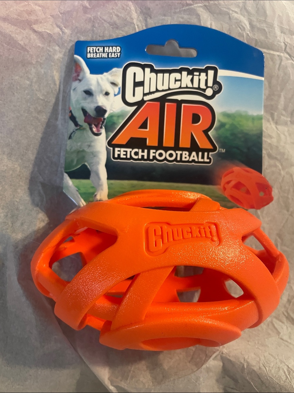 New Chuck It Air Fetch Football Dog Toy - Bright Orange play toy